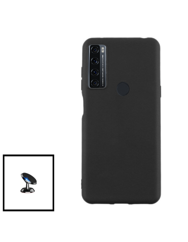 Kit Suporte Magnético de Carro + Capa Silicone Líquido para Oppo A15 - Preto