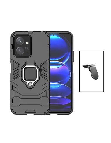 Kit Suporte Magnético L + Capa Military para Xiaomi Redmi Note 12 4G - Preto