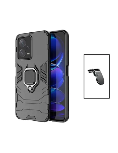 Kit Suporte Magnético L + Capa Military para Xiaomi Redmi Note 12 Pro+ - Preto