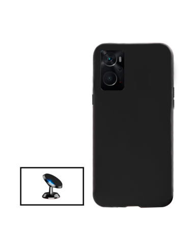 Kit Suporte Magnético de Carro + Capa Silicone Líquido para Oppo A76 - Preto