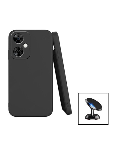 Kit Suporte Magnético de Carro + Capa Silicone Líquido para Oppo K11 - Preto