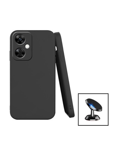 Kit Suporte Magnético de Carro + Capa Silicone Líquido para Oppo K11X - Preto