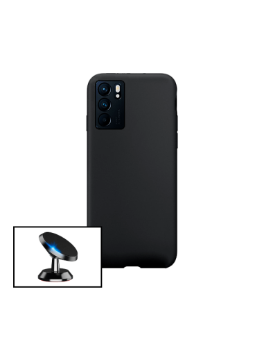 Kit Suporte Magnético de Carro + Capa Silicone Líquido para Oppo Reno6 5G