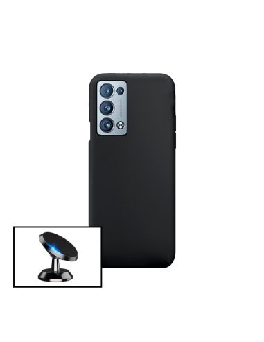 Kit Suporte Magnético de Carro + Capa Silicone Líquido para Oppo Reno6 Pro+ 5G