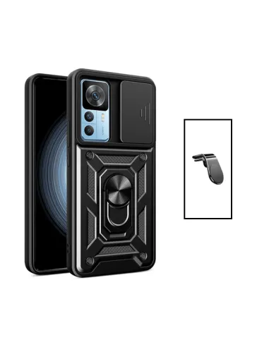 Kit Suporte Magnético L + Capa Magnetic Slide Window para Xiaomi 12T Pro - Preto