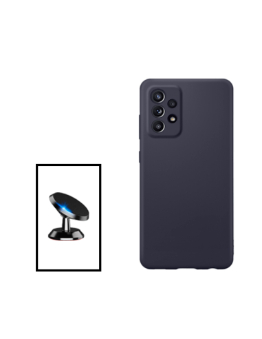 Kit Suporte Magnético de Carro + Capa Silicone Líquido para Samsung Galaxy A23 5G - Preto