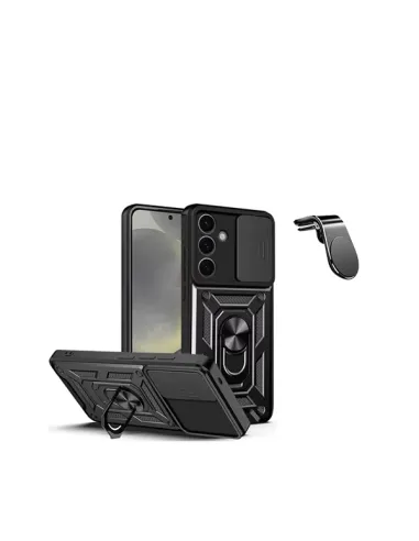 Kit Suporte Magnético L + Capa Magnetic Slide Window  para Samsung Galaxy S24 5G - Preto