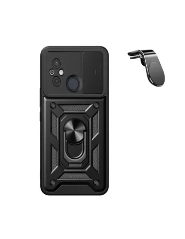 Kit Suporte Magnético L + Capa Magnetic Slide Window  para Xiaomi Poco C55 - Preto