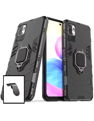 Kit Suporte Magnético L + Capa Military  Defender 3x1 Anti-Impacto para Xiaomi Redmi Note 10T 5G