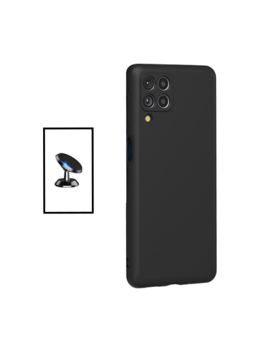 Kit Suporte Magnético de Carro + Capa Silicone Líquido para Samsung Galaxy M33 5G - Preto