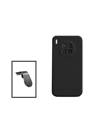 Kit Suporte Magnético L + Capa Silicone Líquido para Honor 50 Lite - Preto