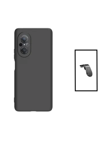 Kit Suporte Magnético L + Capa Silicone Líquido para Huawei Nova 9 SE - Preto