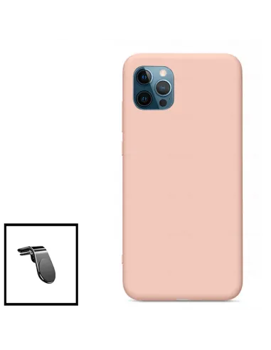 Kit Suporte Magnético L + Capa Silicone Líquido para iPhone 11 - Rosa