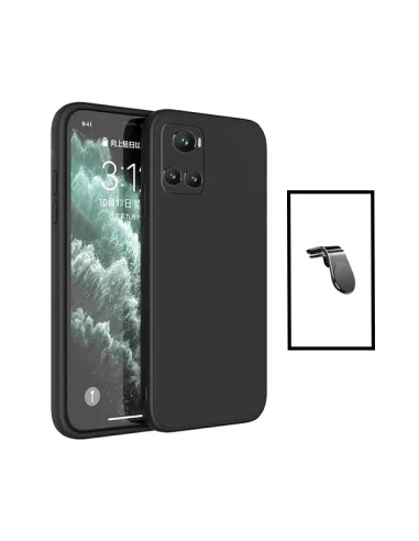 Kit Suporte Magnético L + Capa Silicone Líquido para OnePlus 10R 5G - Preto