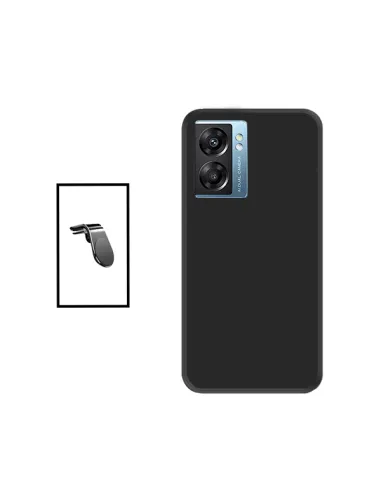 Kit Suporte Magnético L + Capa Silicone Líquido para Oppo A57 - Preto