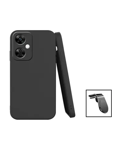 Kit Suporte Magnético L + Capa Silicone Líquido para OnePlus Nord CE 3 Lite - Preto