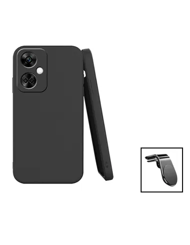 Kit Suporte Magnético L + Capa Silicone Líquido para OnePlus Nord CE3 - Preto