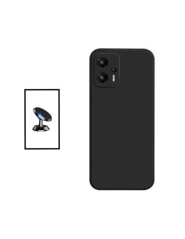 Kit Suporte Magnético de Carro + Capa Silicone Líquido para Xiaomi Poco X4 GT - Preto