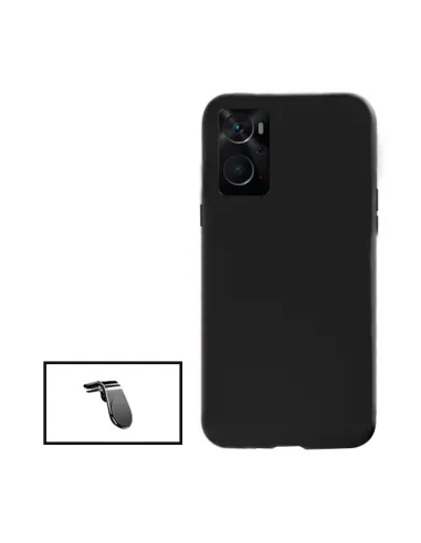 Kit Suporte Magnético L + Capa Silicone Líquido para Oppo A96 - Preto