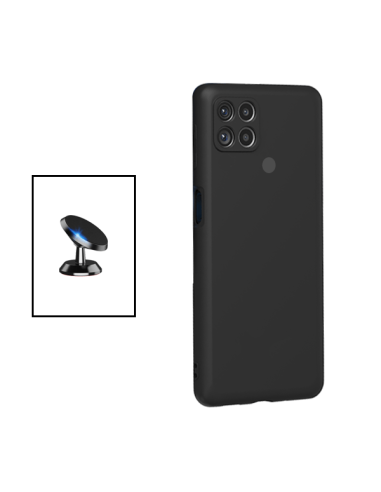 Kit Suporte Magnético de Carro + Capa Silicone Líquido para Xiaomi Redmi 9C - Preto