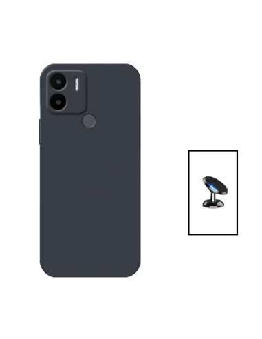 Kit Suporte Magnético de Carro + Capa Silicone Líquido para Xiaomi Redmi A2+ Plus - Preto