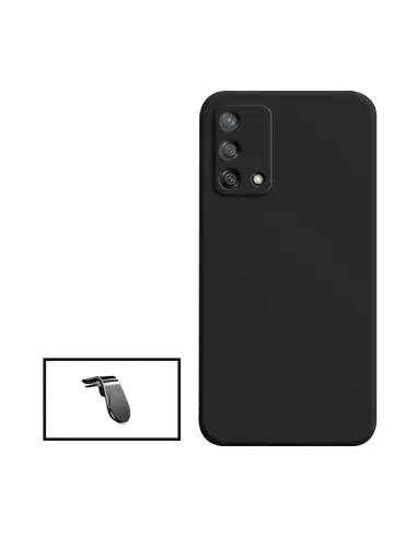 Kit Suporte Magnético L + Capa Silicone Líquido para Oppo Reno6 Lite - Preto