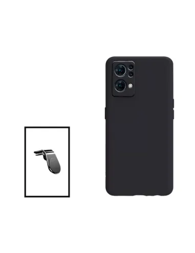 Kit Suporte Magnético L + Capa Silicone Líquido para Oppo Reno7 Pro 5G - Preto