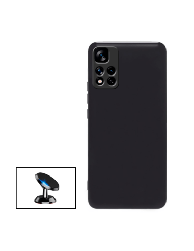 Kit Suporte Magnético de Carro + Capa Silicone Líquido para Xiaomi Redmi Note 11 Pro 5G