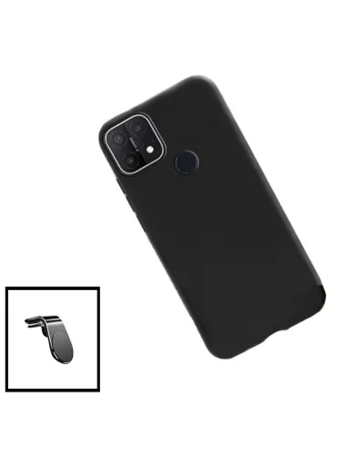 Kit Suporte Magnético L + Capa Silicone Líquido para Realme C20 - Preto