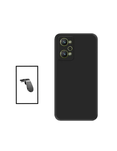 Kit Suporte Magnético L + Capa Silicone Líquido para Realme GT Neo 3T - Preto