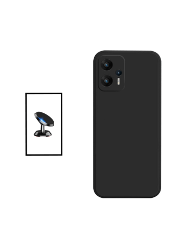 Kit Suporte Magnético de Carro + Capa Silicone Líquido para Xiaomi Redmi Note 11T Pro - Preto