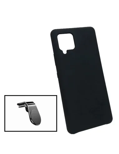 Kit Suporte Magnético L + Capa Silicone Líquido para Samsung Galaxy A12