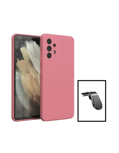 Kit Suporte Magnético L + Capa Silicone Líquido para Samsung Galaxy A13 - Rosa