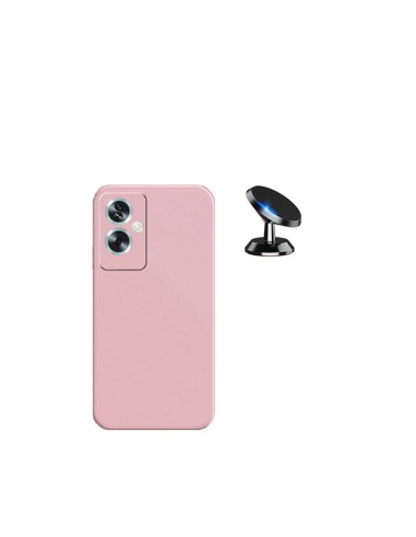 Kit Suporte Magnético de Carro + Capa Silicone Líquido Phonecare para Oppo A79 5G - Rosa