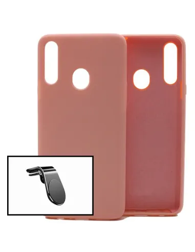 Kit Suporte Magnético L + Capa Silicone Líquido para Samsung Galaxy A20s - Rosa