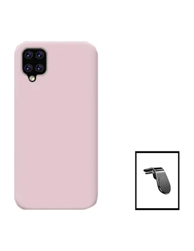 Kit Suporte Magnético L + Capa Silicone Líquido para Samsung Galaxy A22 5G - Rosa