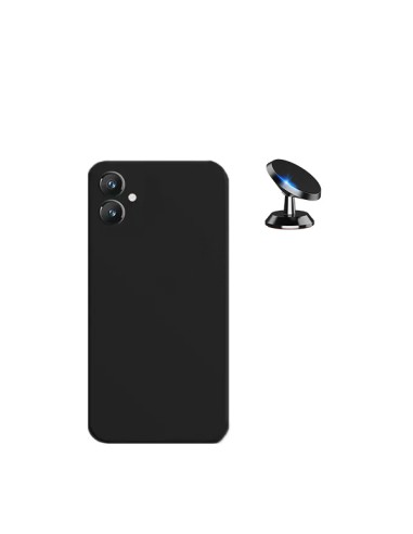 Kit Suporte Magnético de Carro + Capa Silicone Líquido Phonecare para Samsung Galaxy A05 - Preto