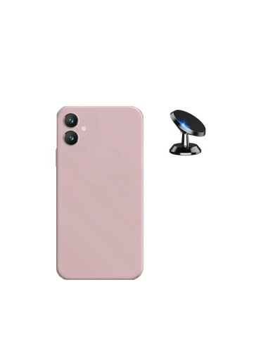 Kit Suporte Magnético de Carro + Capa Silicone Líquido Phonecare para Samsung Galaxy A05 - Rosa