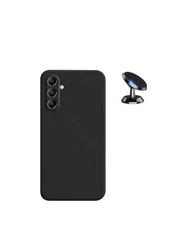 Kit Suporte Magnético de Carro + Capa Silicone Líquido Phonecare para Samsung Galaxy A15 - Preto