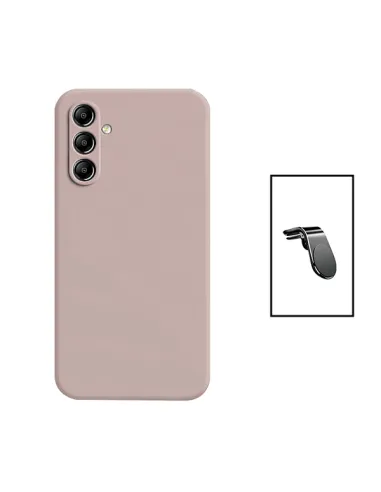 Kit Suporte Magnético L + Capa Silicone Líquido para Samsung Galaxy A24 4G - Rosa