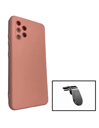 Kit Suporte Magnético L + Capa Silicone Líquido para Samsung Galaxy A32 - Rosa