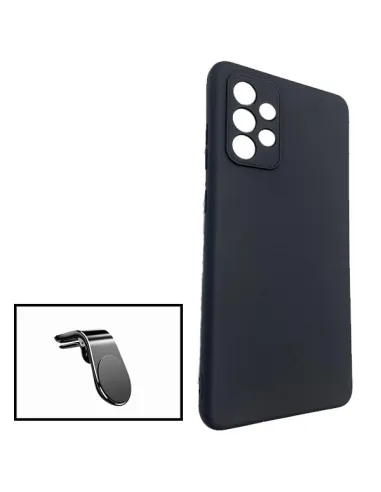 Kit Suporte Magnético L + Capa Silicone Líquido para Samsung Galaxy A32 5G - Preto