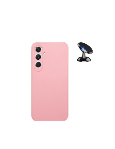 Kit Suporte Magnético de Carro + Capa Silicone Líquido Phonecare para Samsung Galaxy A15 5G - Rosa