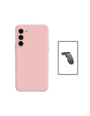 Kit Suporte Magnético L + Capa Silicone Líquido para Samsung Galaxy A34 5G - Rosa