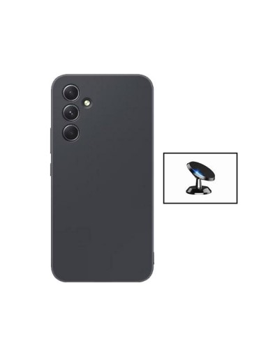 Kit Suporte Magnético de Carro + Capa Silicone Líquido Phonecare para Samsung Galaxy A35 5G - Preto