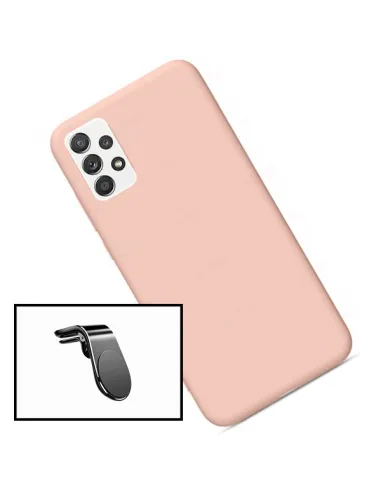 Kit Suporte Magnético L + Capa Silicone Líquido para Samsung Galaxy A52 5G - Rosa