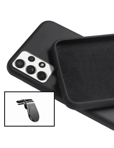 Kit Suporte Magnético L + Capa Silicone Líquido para Samsung Galaxy A52s 5G - Preto