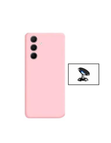 Kit Suporte Magnético de Carro + Capa Silicone Líquido Phonecare para Samsung Galaxy A55 5G - Rosa