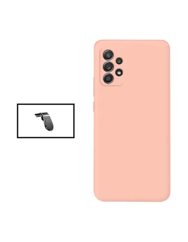 Kit Suporte Magnético L + Capa Silicone Líquido para Samsung Galaxy A53 5G - Rosa