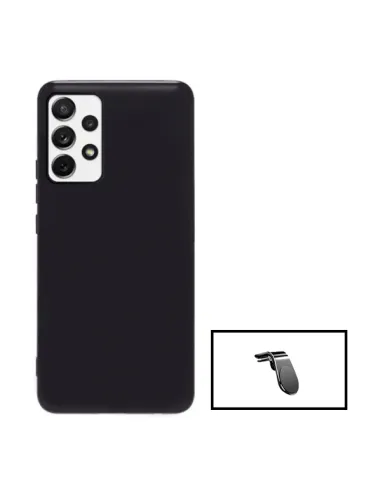 Kit Suporte Magnético L + Capa Silicone Líquido para Samsung Galaxy A73 5G - Preto